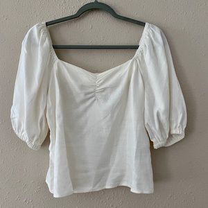 H&M white linen blouse